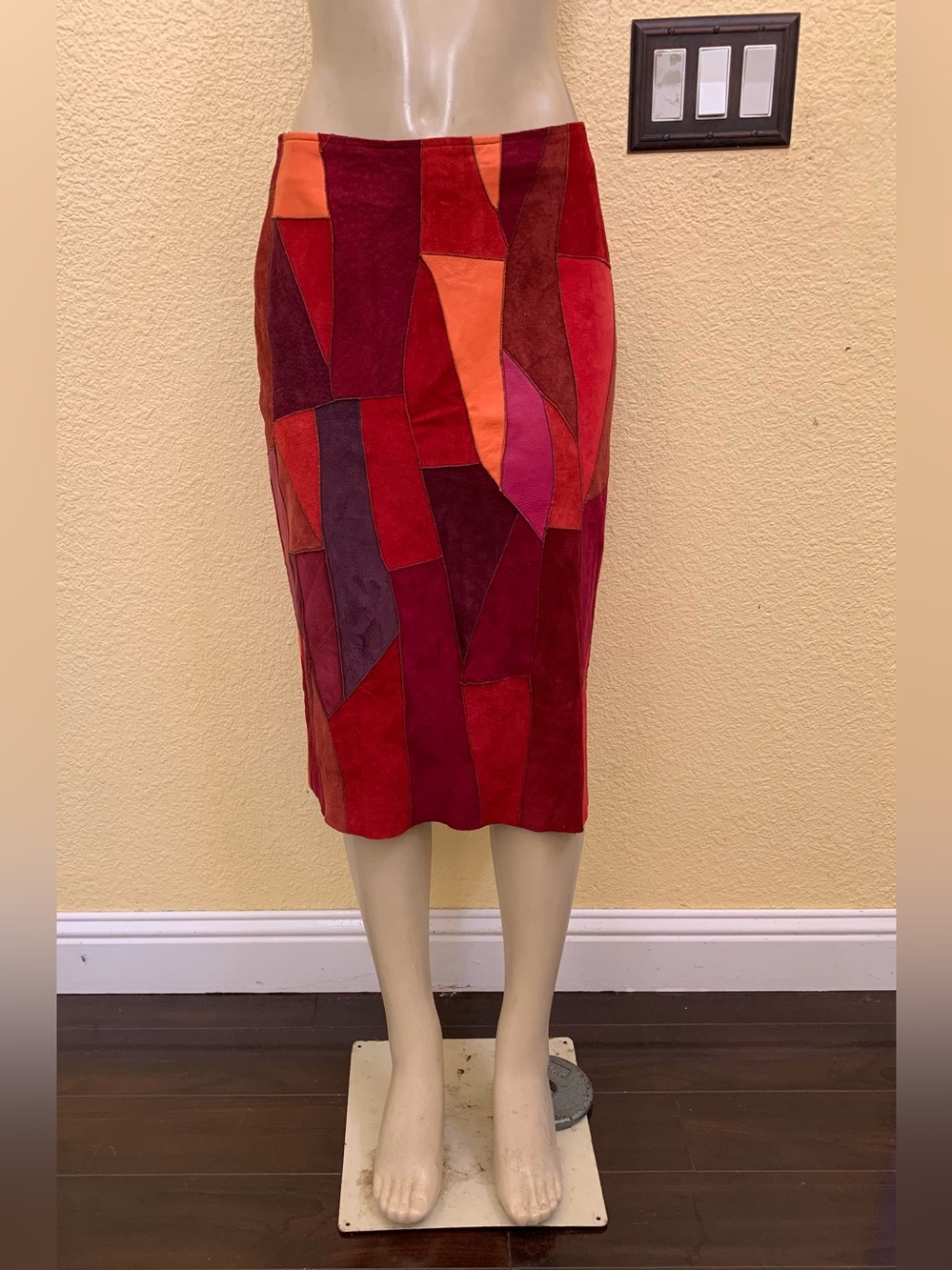 Anthropologie Size 6 Multicolor Knee Length Leather Pencil Skirt